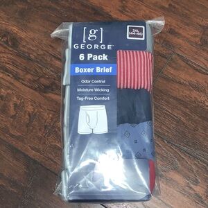 George 6-Pack Men's Boxer Briefs - Navy, Red & Light Blue